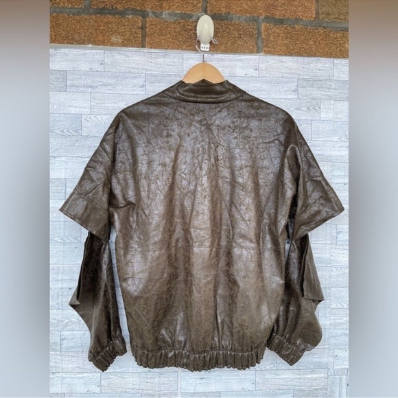 PLANET By LAUREN G VEGAN LEATHER CUT OUT METALLIC JACKET LARGE /1 - Picture 9 of 15